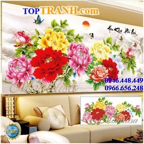 Trạnh gắn đá mẫu đơn phú quý